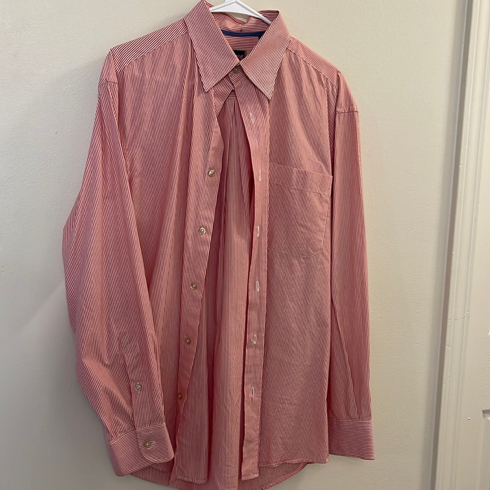 Stripped large button dress shirt